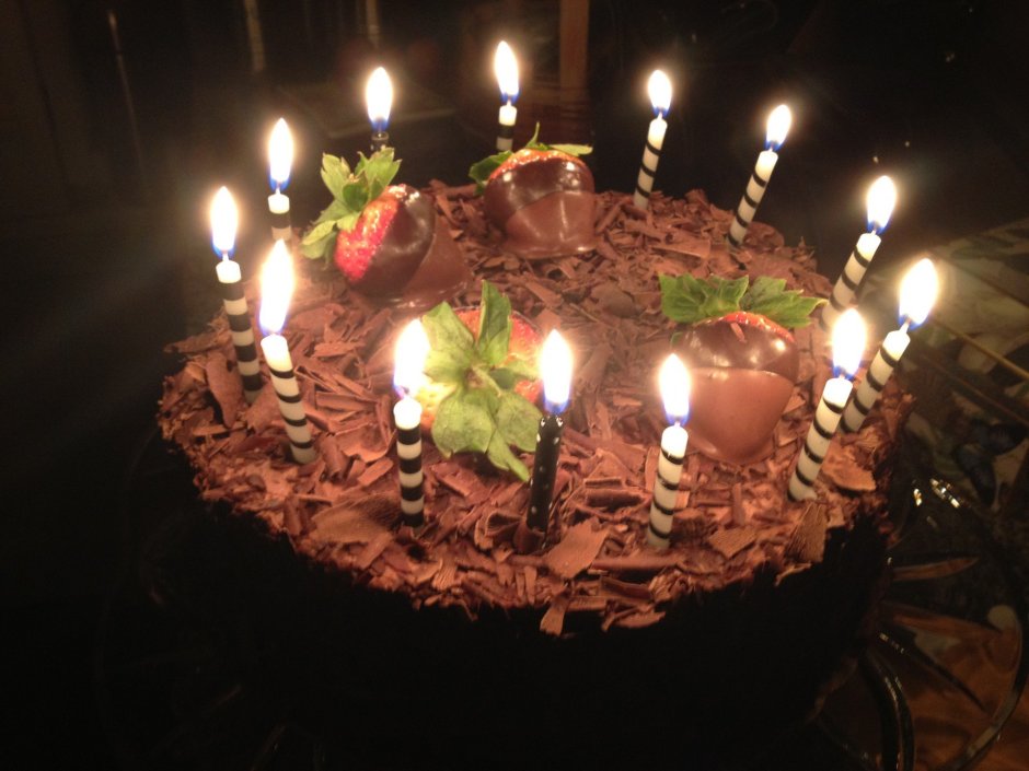 Шоколадный торт со свечками