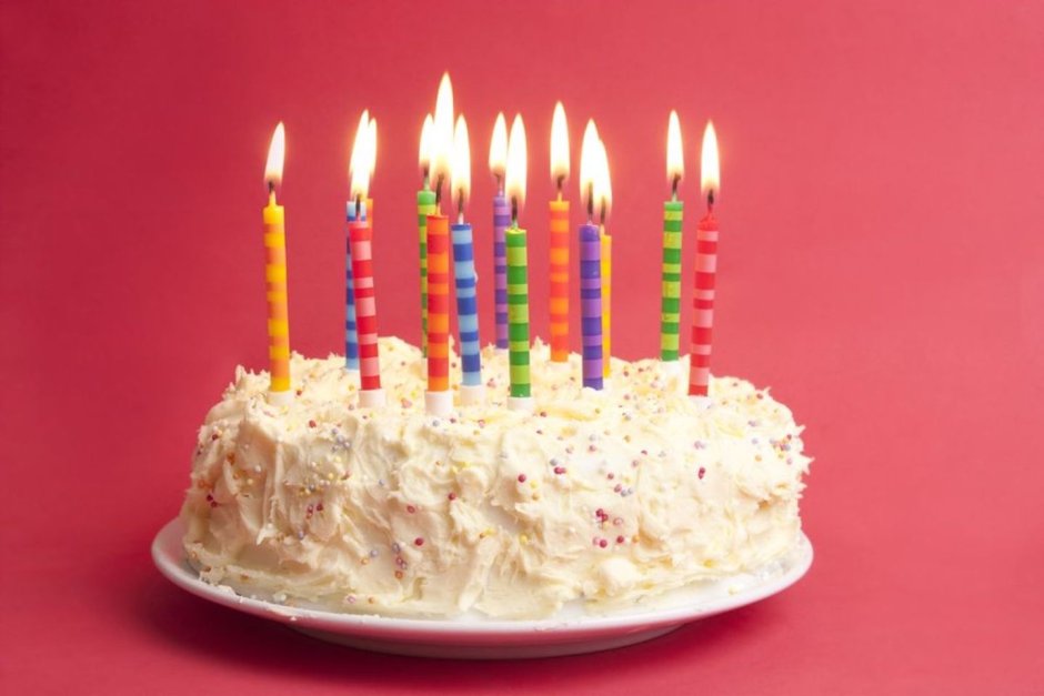 Красный тортик со свечами
