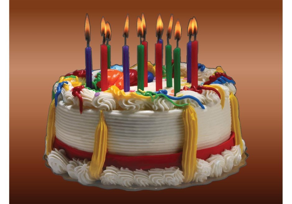 Тортик с горящими свечами