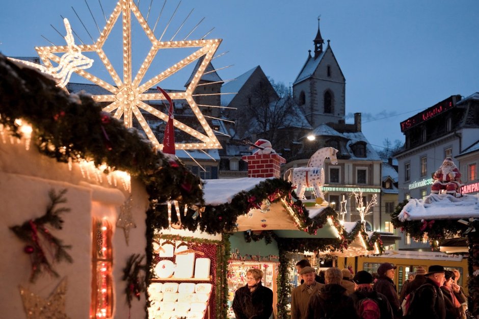 Базель Швейцария Рождество
