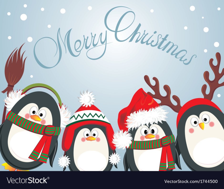 Новогодние постеры пингвины