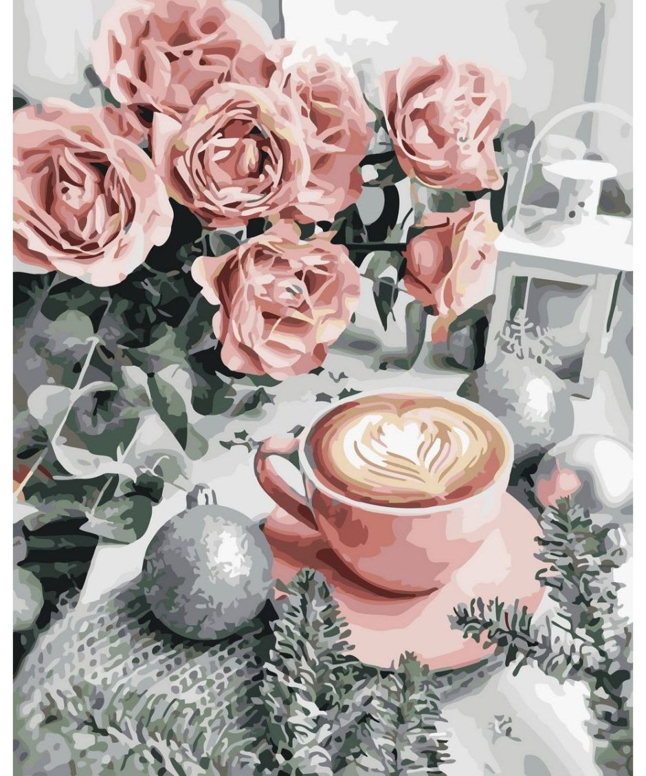 Цветы кофе и зимнее утро