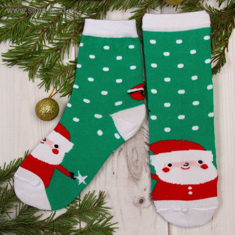 Вязаный новогодний носок для подарков