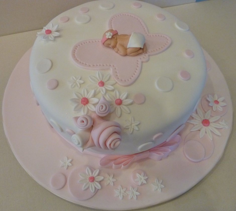 Украшение торта для новорожденного девочка