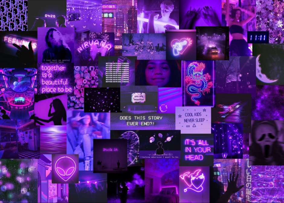 Неоновый фиолетовый коллаж