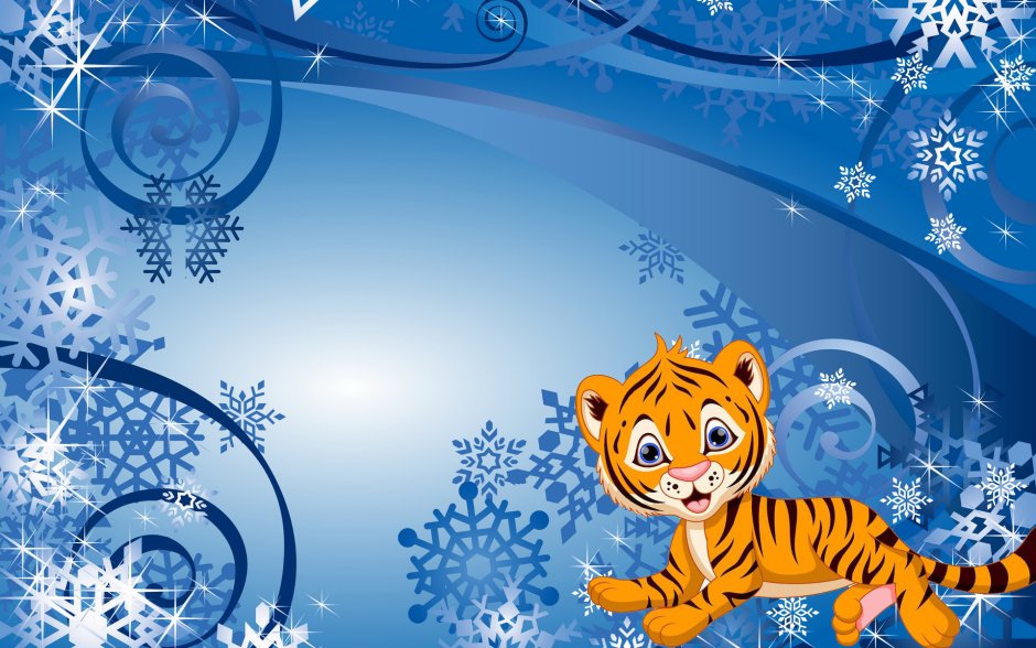 Новогодний фон с тигром