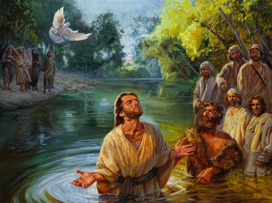 Иоанн Креститель фреска крестит Христа