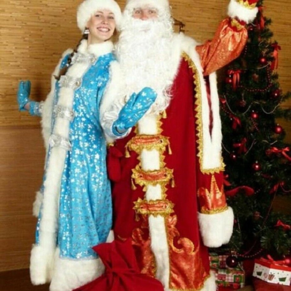 Дед Мороз и Снегурочка костюмы из парчи