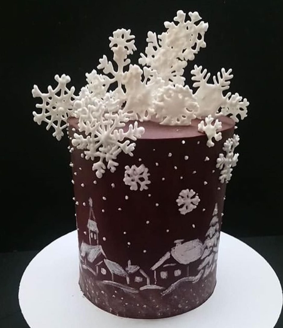 Украшение торта снежинками