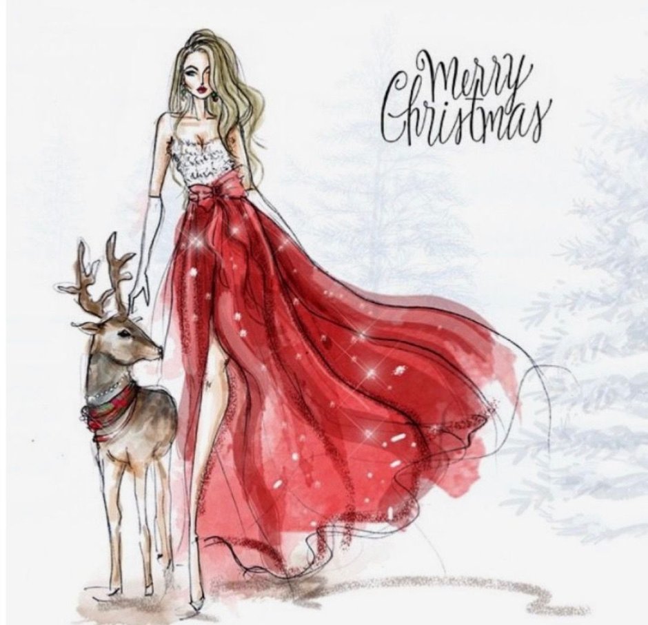 Fashion иллюстрации Merry Christmas
