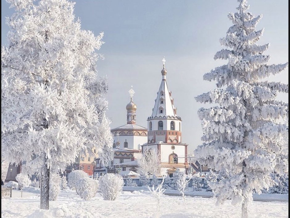 Собор Богоявления Иркутск зима