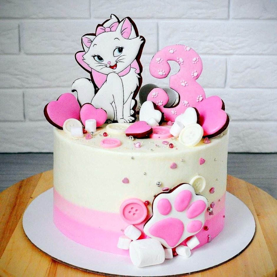 Торт с пряниками кошками для девочек