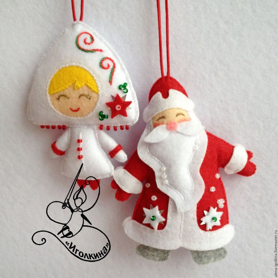 Елочные игрушки дед Мороз и Снегурочка из ветра