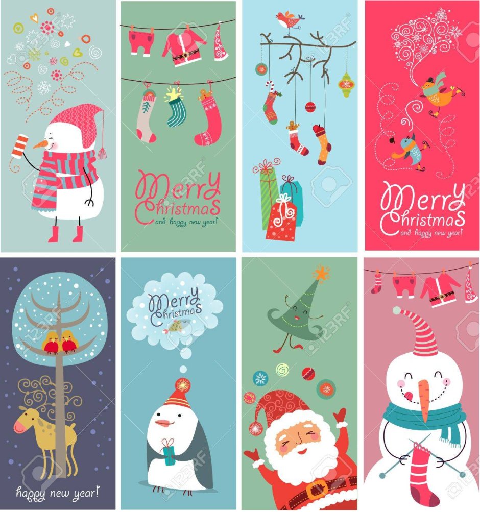 Новогодние открытки для распечатки цветные