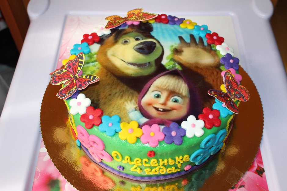 Сахарная печать на торт Маша и медведь