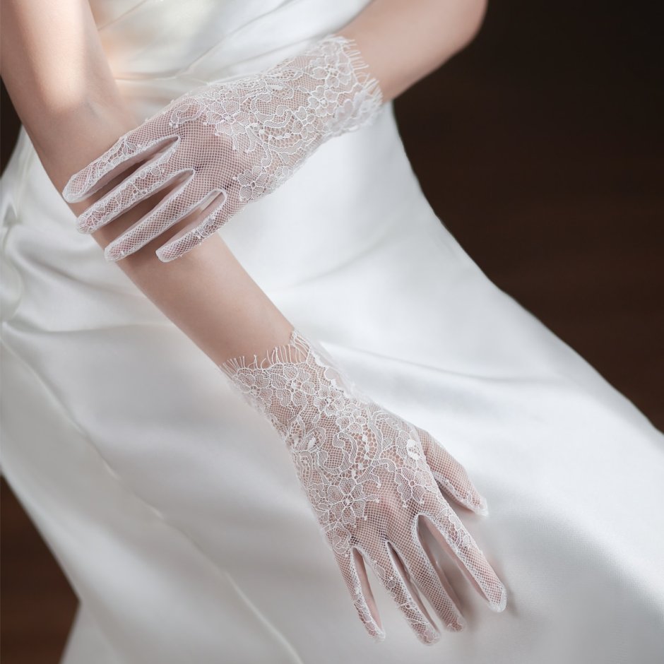 Блестящие Свадебные перчатки