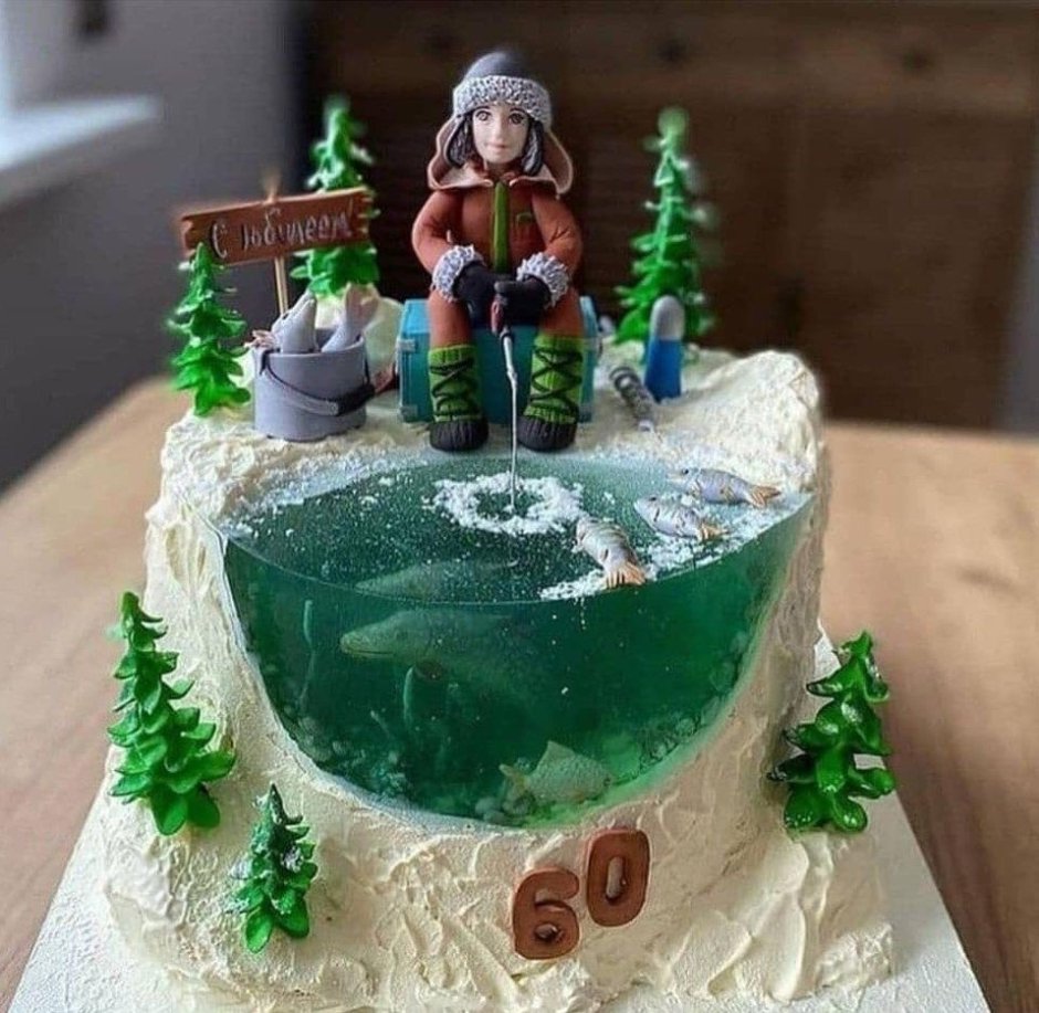 Торт для рыбака зимний