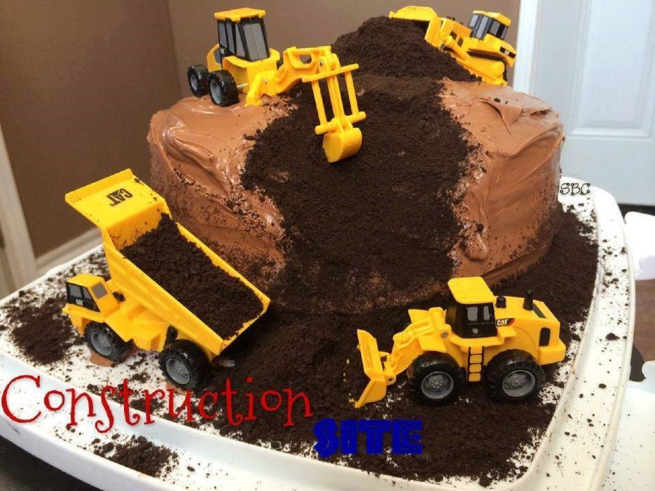 Торт со строительными машинками