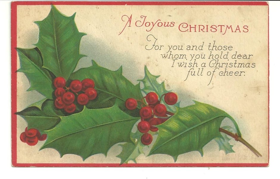 Винтажные Рождественские открытки остролист