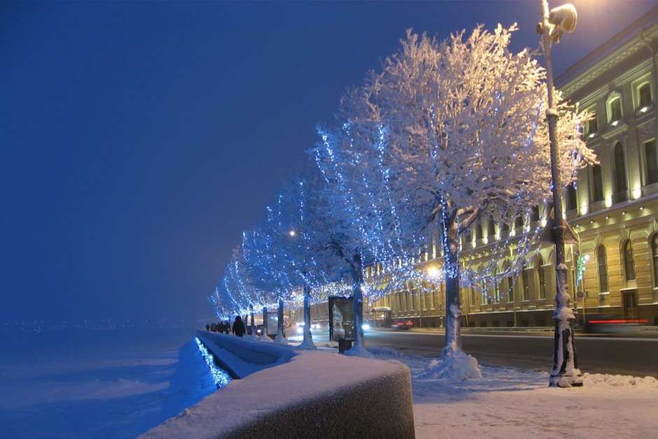 Дворцовая набережная зимой