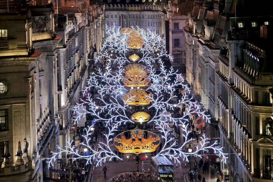 Риджент-стрит в Лондоне в Рождество