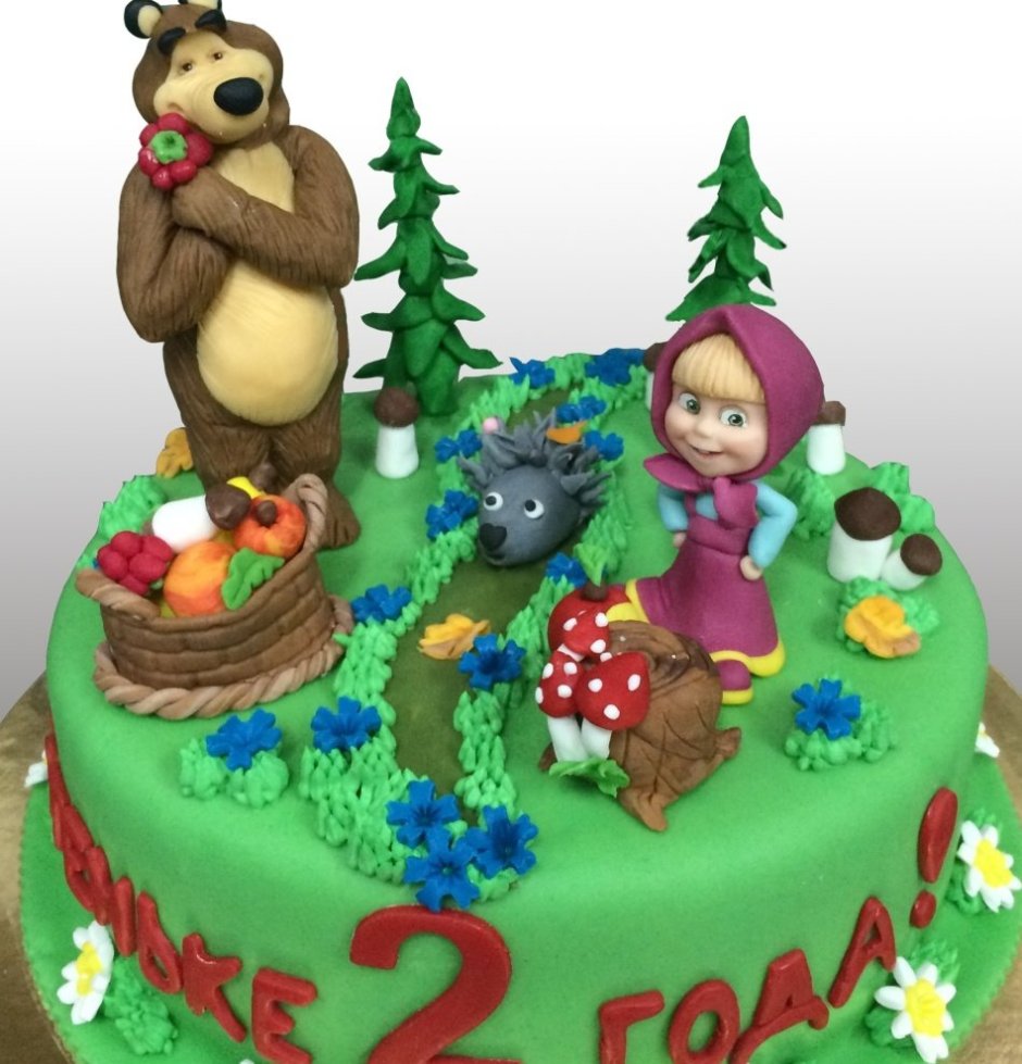 Торт на 2 годика Маша и медведь