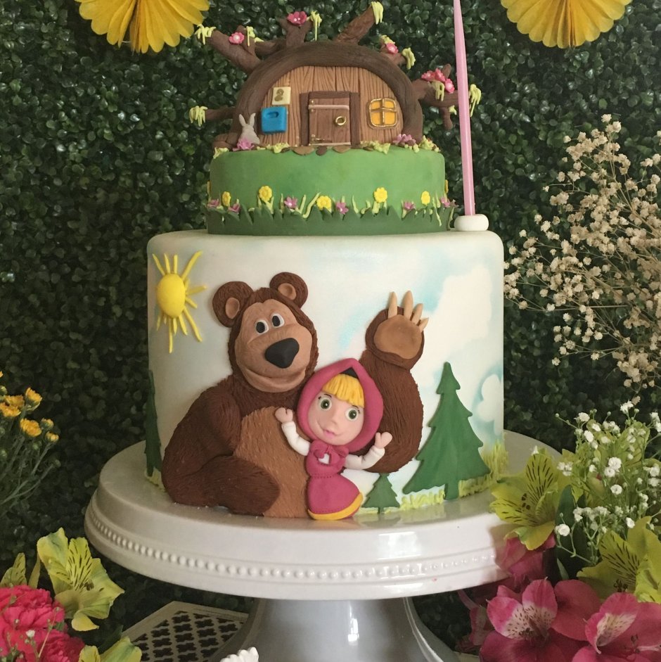 Торт с пряниками Маша и медведь 2 года