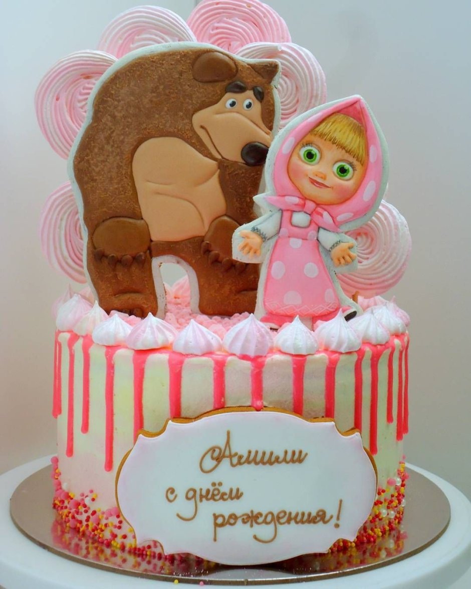 Торт с пряниками Маша и медведь 2 года