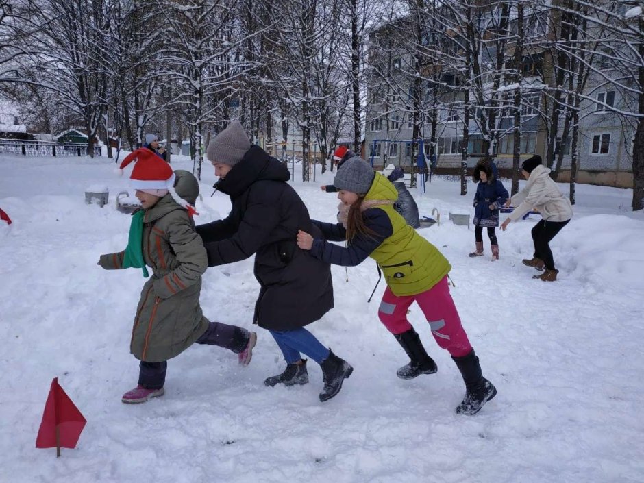 Зимние эстафеты для детей на улице