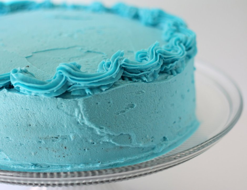 Свадебный торт одноярусный в синем цвете