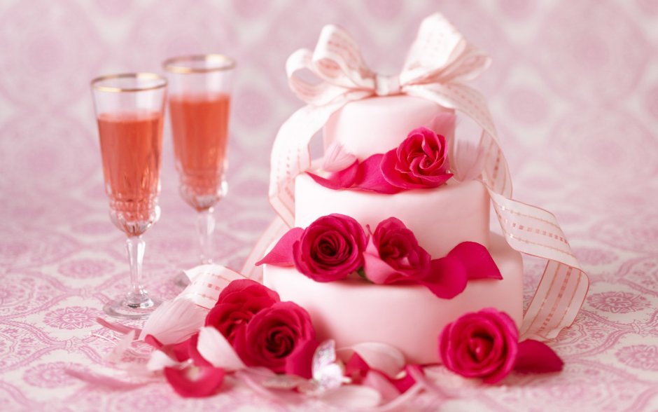 С днем рождения торт и цветы