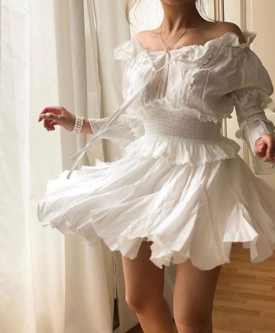 Винтажное белое платье Эстетика