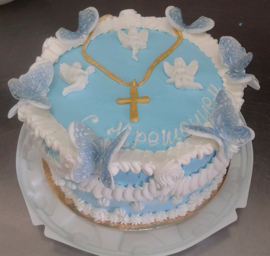 Торт на крестины с крестом