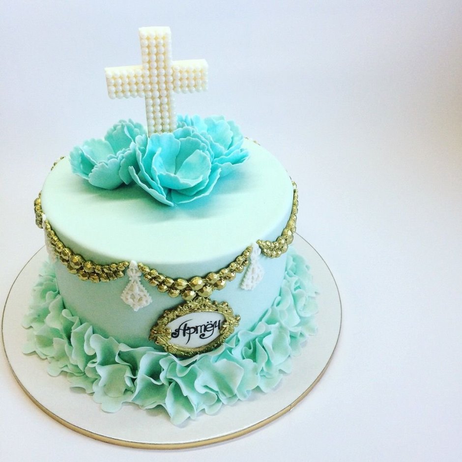 Торт на крещение с крестиком