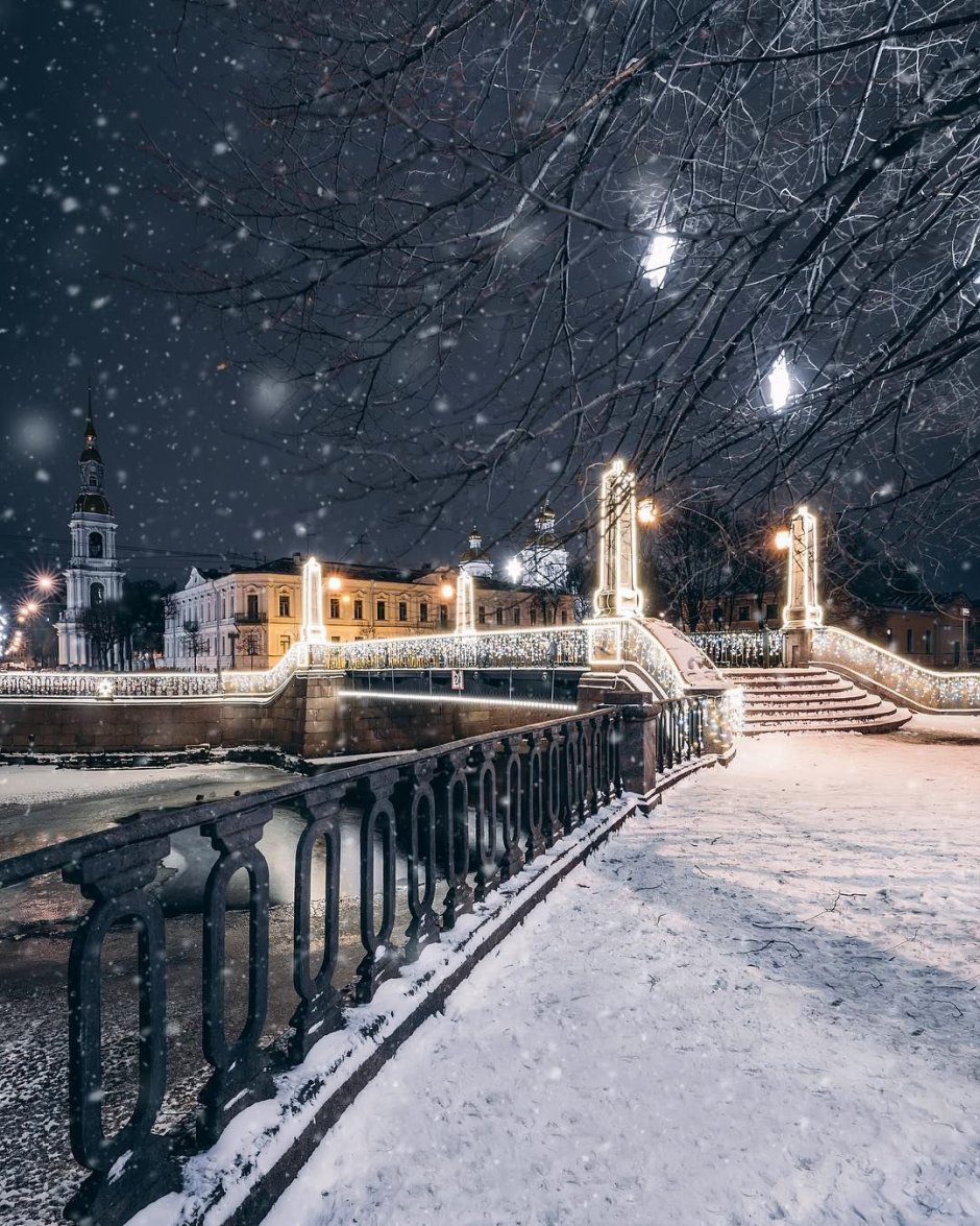 Зимний ночной Санкт-Петербург