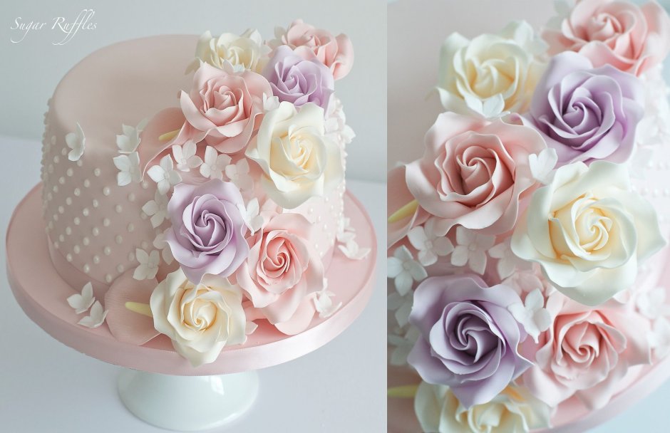 Торт с цветочками для девочки кремовый