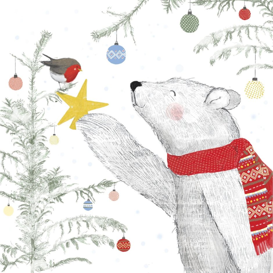 Новогодние открытки с белым медведем