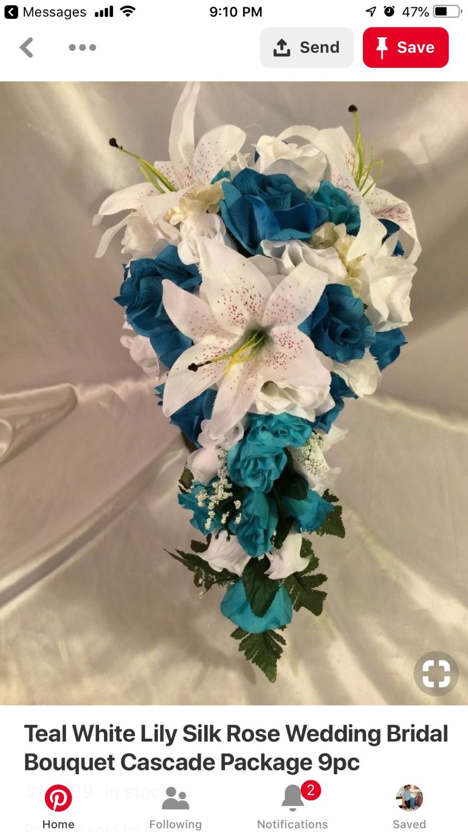 Свадебный букет лилии с бирюзой