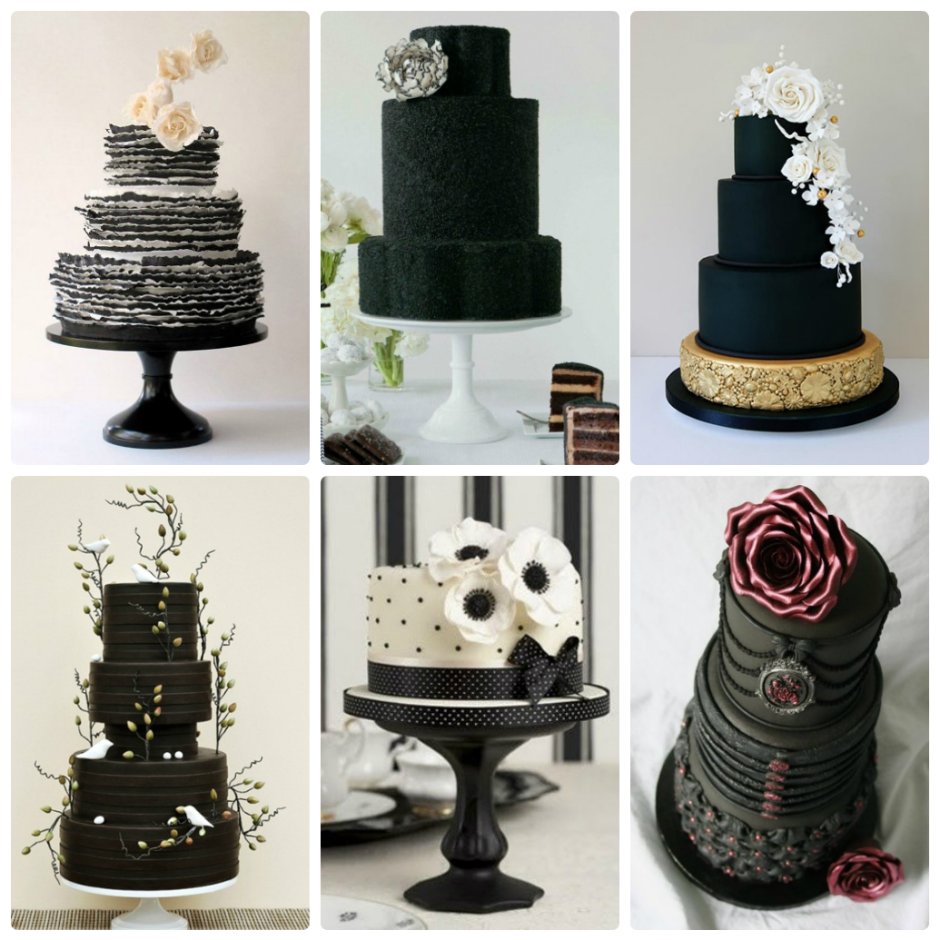 Лаконичный черный свадебный торт