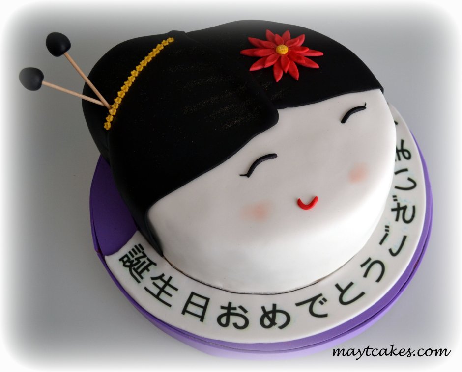 Торт в японском стиле с гейшей