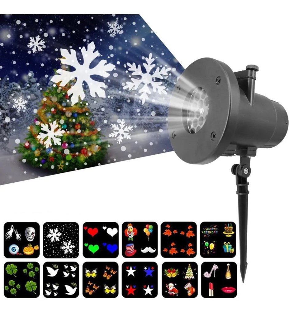 Светодиодный лазерный проектор Снежинка