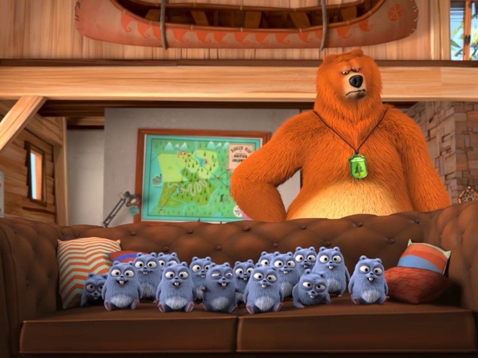 Мультфильм медведь Гризли и лемминги