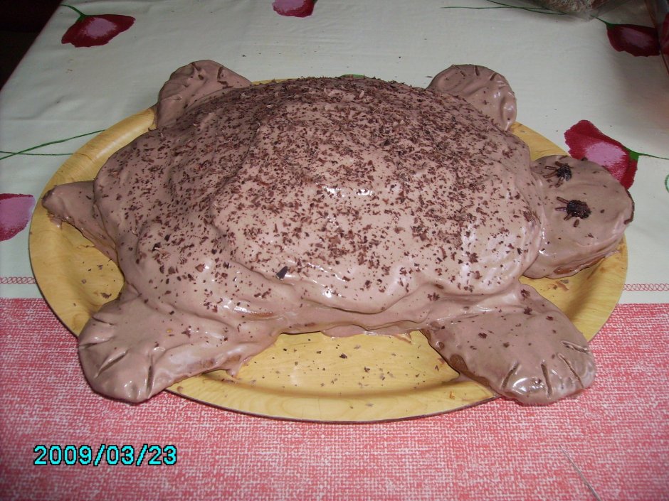 Торт черепашка со сметанным