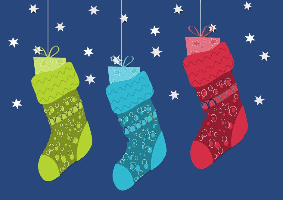 Новогодние носки для подарков малюнок