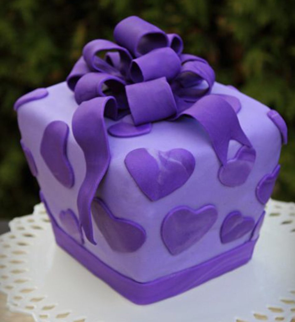 Торт фиолетовый с сердечками