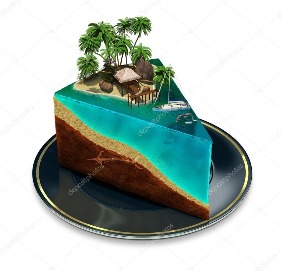 Торт в виде острова