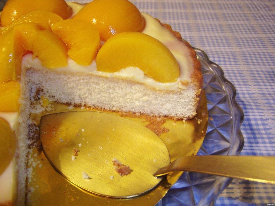Украшение торта персиками