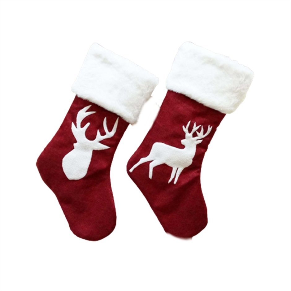 Рождественский носок для подарков белый