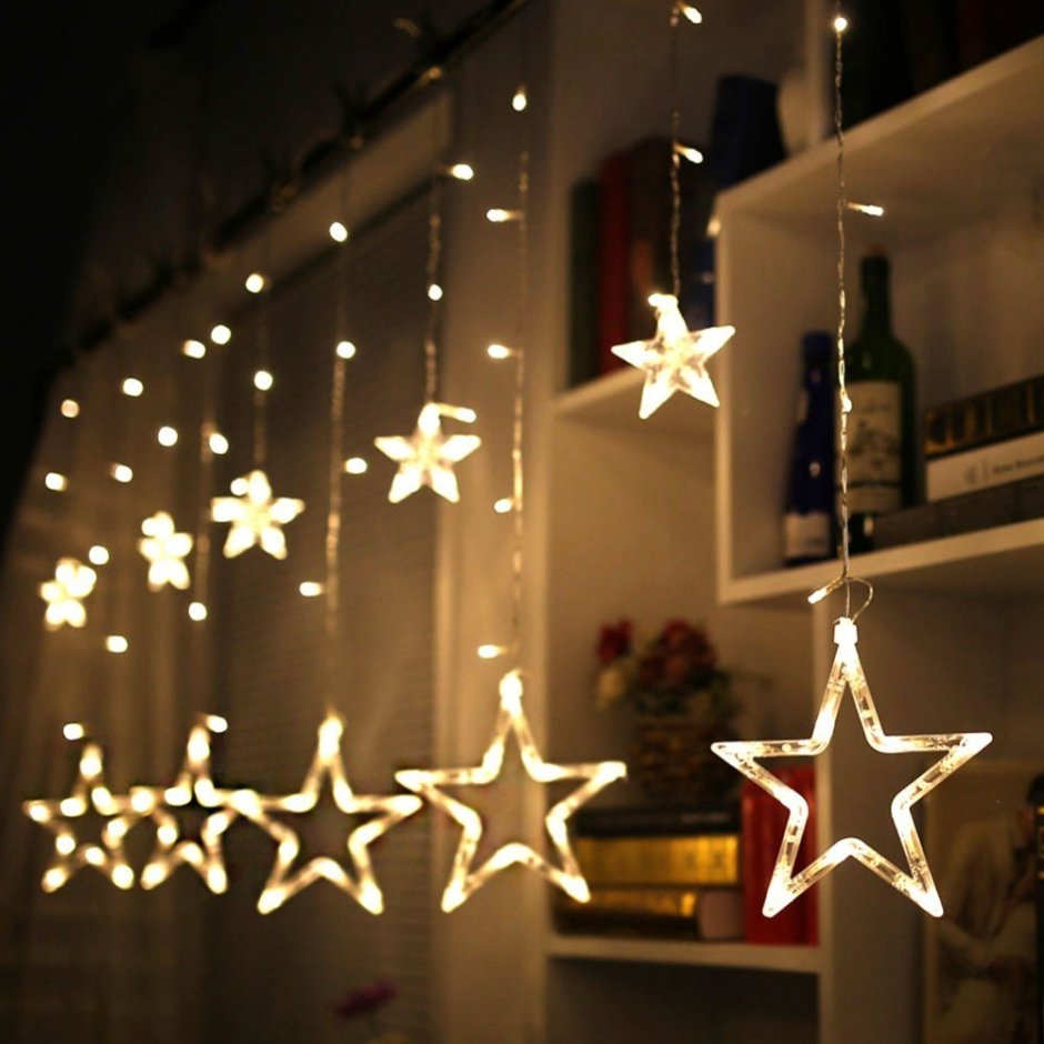 Гирлянда «звезда» штора, 2,5м, 138 лампочек