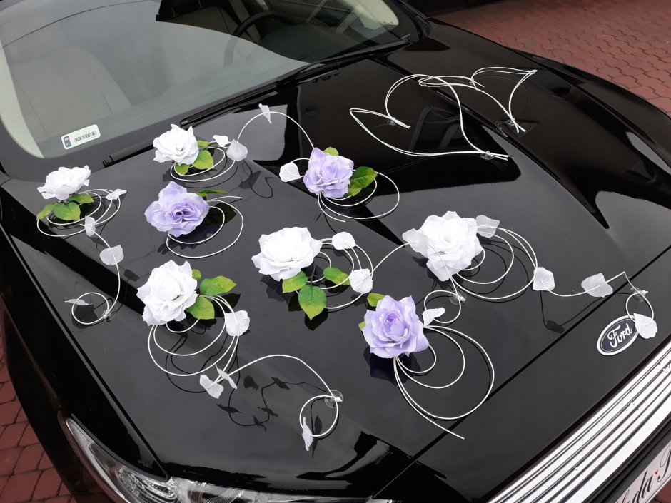 Как синим фатином украсить машину на свадьбу